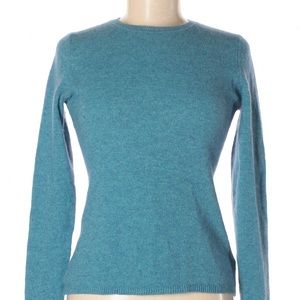 Ellen Tracy 100% cashmere blue pullover crew neck sweater